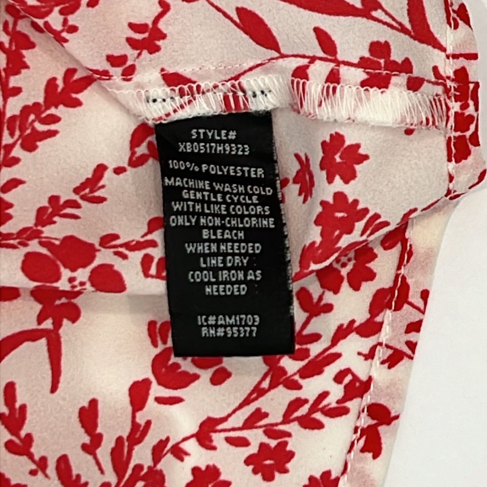 Sanctuary Red Sleeveless Button Down Blouse White Floral Tank Top Large - Picture 11 of 13